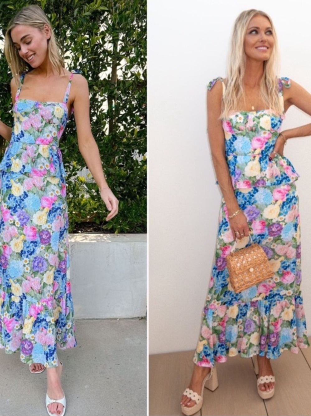 Show Me Your MuMu Blue Pink Yellow Floral Maxi Dress